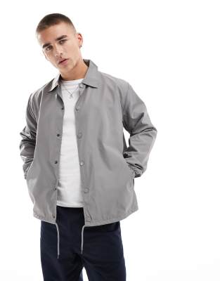Brave Soul Brave Soul lightweight coach jacket with popper stud fastenings and elasticated hem in grey