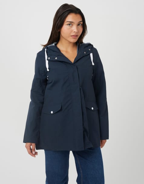 Brave Soul Lightweight coated hooded jacket in navy - view 1