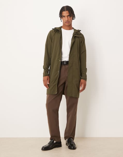 Brave Soul Lightweight hooded parka jacket in khaki - view 1