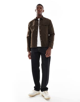 Brave Soul Lightweight Shacket In Brown