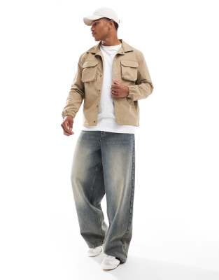 lightweight shacket in stone-Neutral