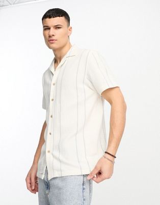 Brave Soul linen blend revere collar shirt in white - ASOS Price Checker