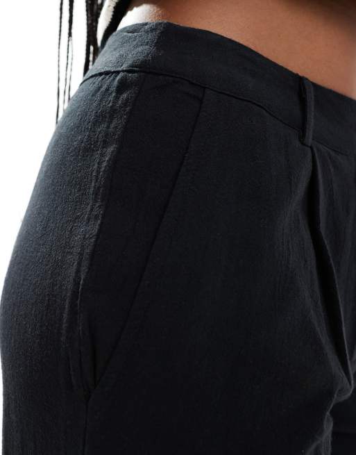 Brave Soul linen wide leg trouser in black, 5 of 5