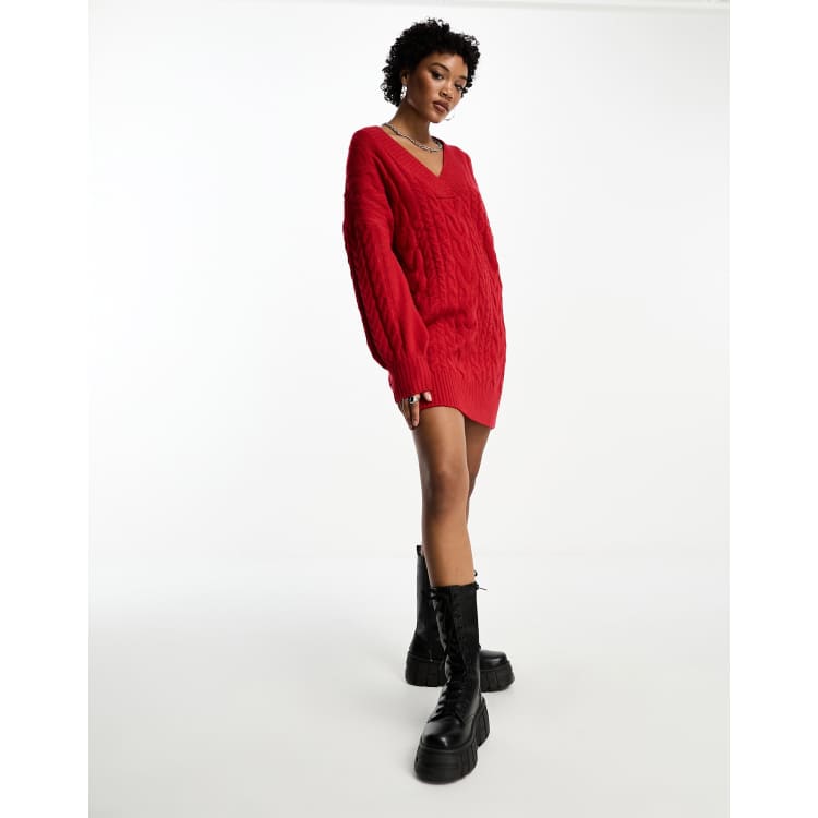 Red knit best sale sweater dress