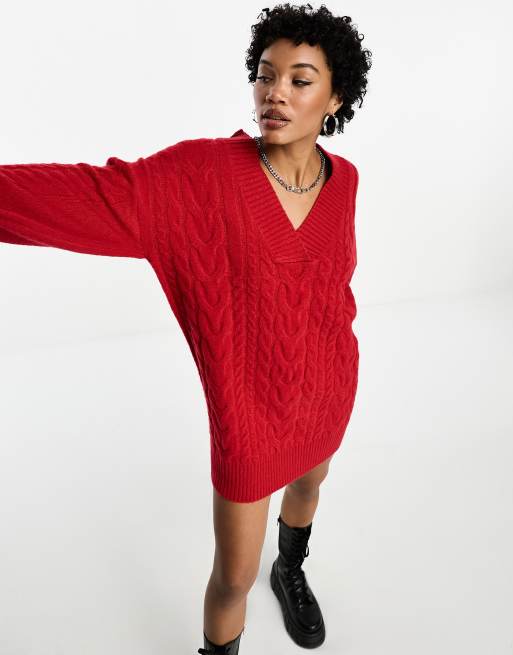 V neck shop knit sweater dress