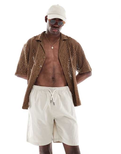 Brave Soul – Ljusbeige shorts med resårmidja