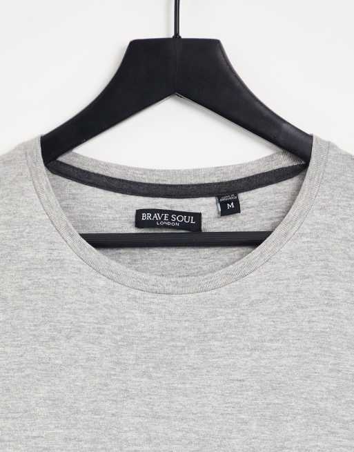 Brave Soul – Ljusgråmelerad t-shirt med rund halsringning, 4 av 4