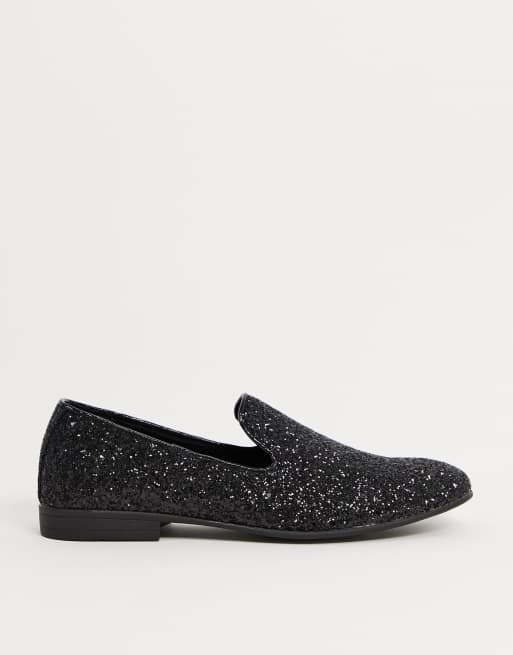 Brave Soul Loafers met glitter in zwart