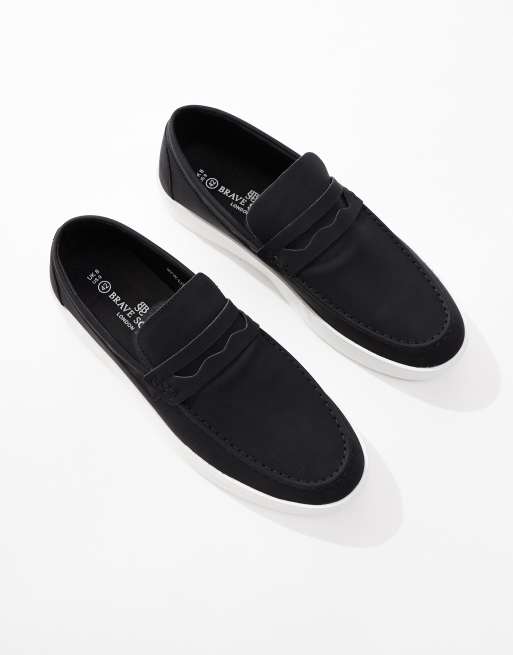 Brave Soul - Loafers van imitatiesuède in zwart, 2 van 4