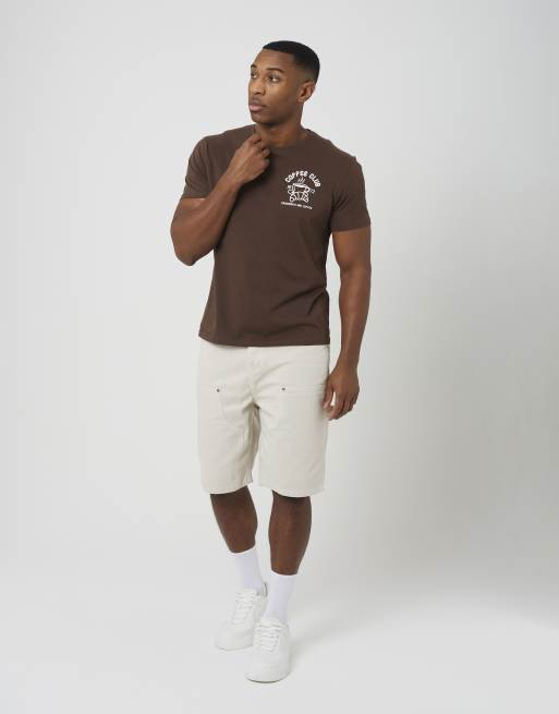 Brave Soul – Locker geschnittene Carpenter-Jeansshorts in Cremeweiß, 3 von 4