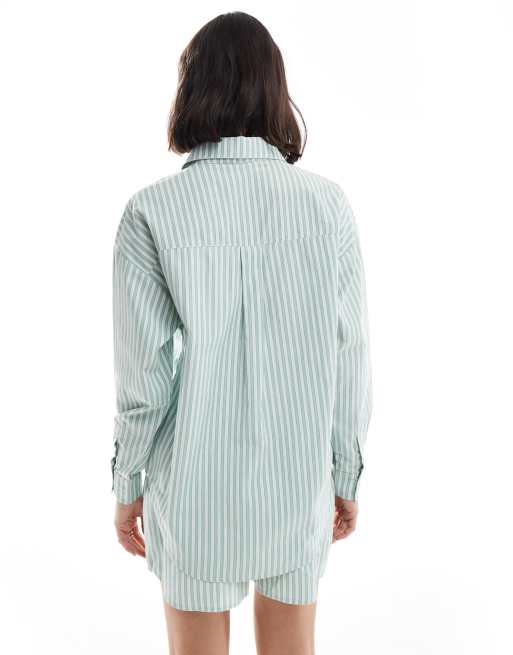 Brave Soul – Locker geschnittene Hemdbluse in gestreiftem Grün, Kombiteil, 2 von 4