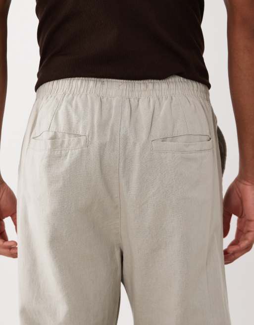 Brave Soul – Locker geschnittene Hose aus Baumwolle mit Leinen in Steinbeige, 5 von 5