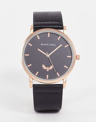 Brave Soul logo watch in navy and gold