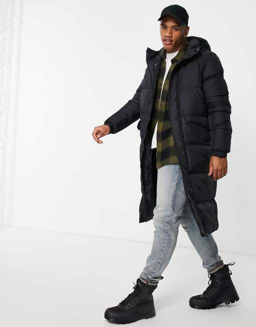 ASOS DESIGN longline puffer vest in stone