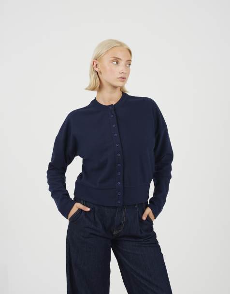 Brave Soul Long sleeve button down top in navy - view 1