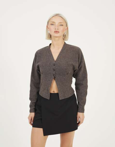 Brave Soul Long sleeve button down top with pleats in grey - view 1