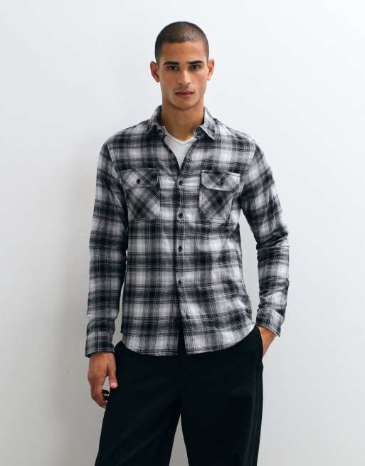 Brave Soul long sleeve check shirt in black, grey and white, 2 of 5