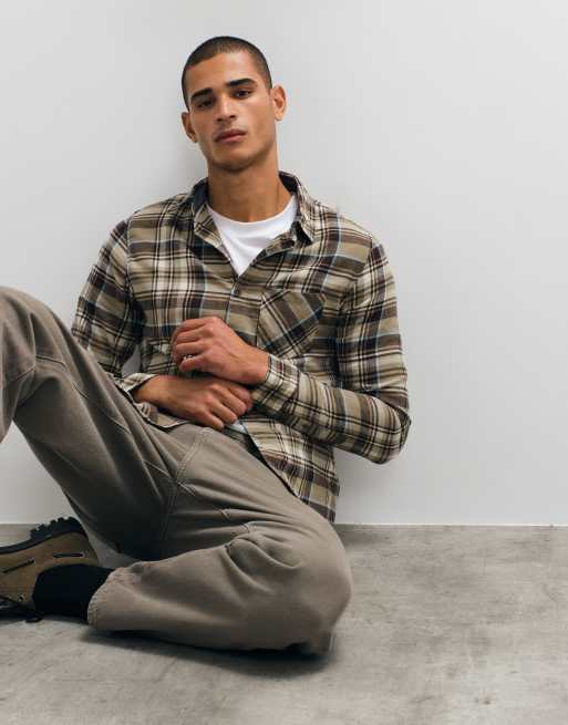 Brave Soul long sleeve check shirt in brown, beige and taupe, 2 of 5