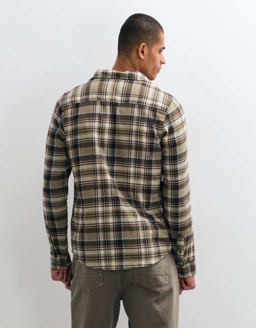 Brave Soul long sleeve check shirt in brown, beige and taupe, 4 of 5