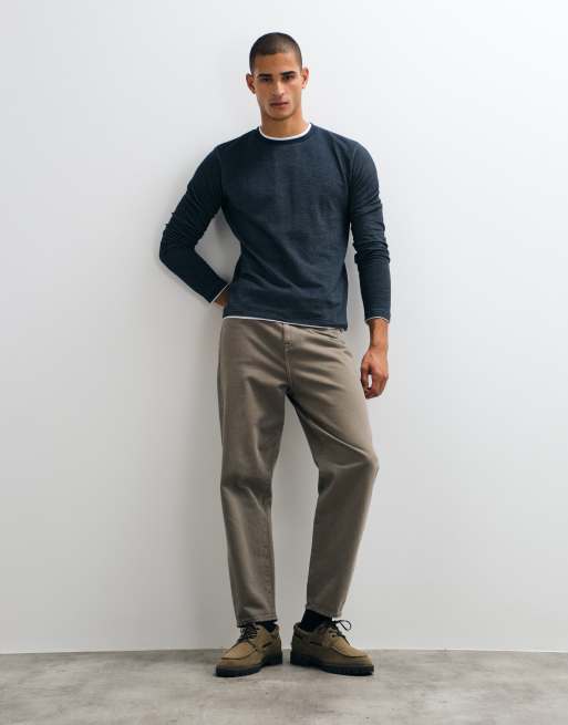 Brave Soul long sleeve crew neck t-shirt in navy and white, 2 of 5