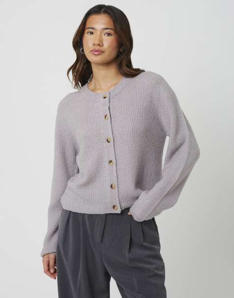 Brave Soul Long sleeve fisherman knit cardigan in grey - view 1