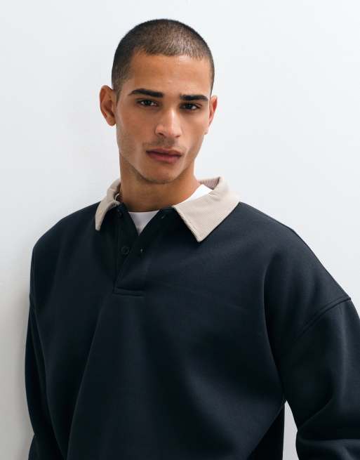 Brave Soul long sleeve henley t-shirt in navy and sand, 3 of 5