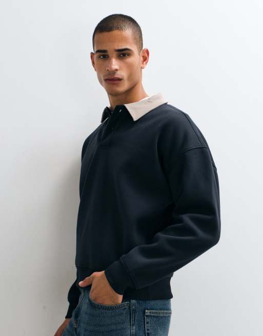 Brave Soul long sleeve henley t-shirt in navy and sand, 4 of 5