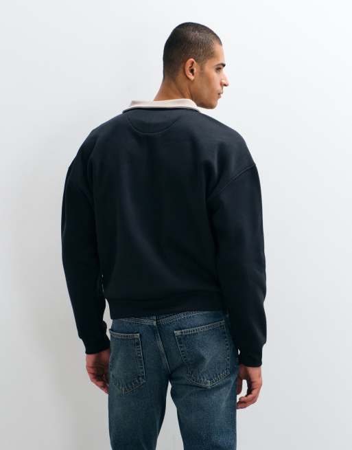 Brave Soul long sleeve henley t-shirt in navy and sand, 5 of 5