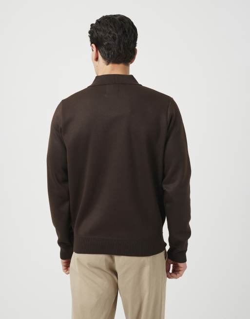Brave Soul Long sleeve knitted shirt in chocolate, 2 of 4