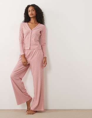 Brave Soul Long Sleeve Pajama Set In Pink