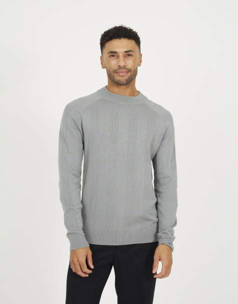 Brave Soul Long sleeve ribbed raglan jumper in grey