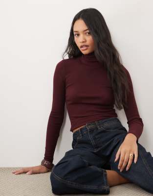 Brave Soul Super Soft Turtle Neck Sweater In Burgundy