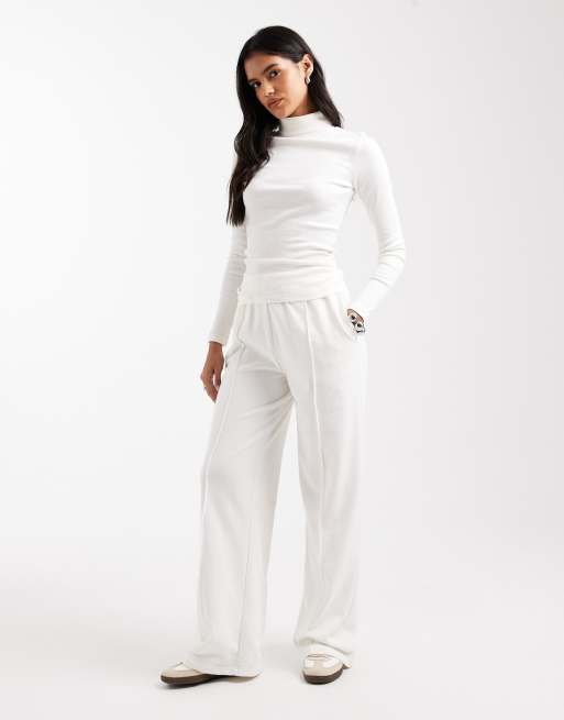 Brave Soul long sleeve ribbed rollneck top in cream, 3 of 4