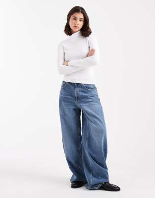 Brave Soul Long Sleeve Ribbed Rollneck Top In White