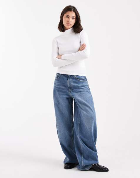 Brave Soul long sleeve ribbed rollneck top in white