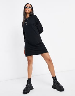 long sleeve black tee shirt dress