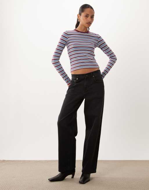 Brave Soul long sleeve tee in burgundy and blue stripe, 2 of 4