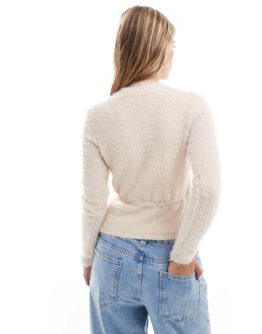 Brave Soul longline cardigan in cream ASOS