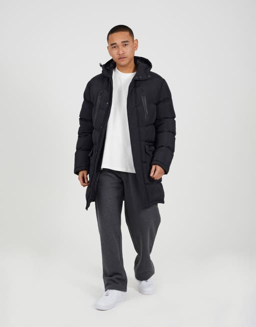 Brave Soul Longline hooded padded jacket in black, 2 of 4
