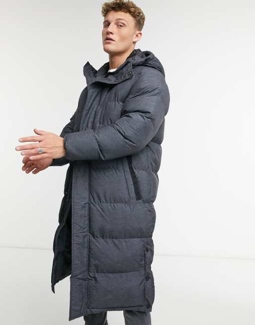 Brave soul longline store puffer jacket in black