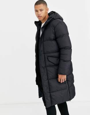 longline puffer coat black