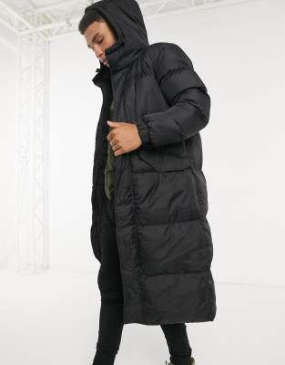 longline puffer coat black