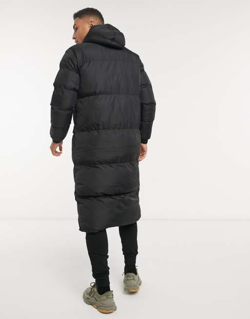 Brave Soul longline puffer jacket in black