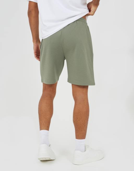 Brave Soul – Longline-Shorts in gedecktem Grün mit Textur, 2 von 4