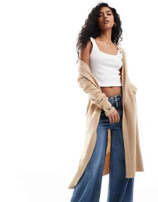 Brave Soul - Longline-Strickjacke in Sand-Neutral