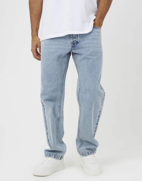 Brave Soul Loose fit acid wash denim jeans in light blue - view 1