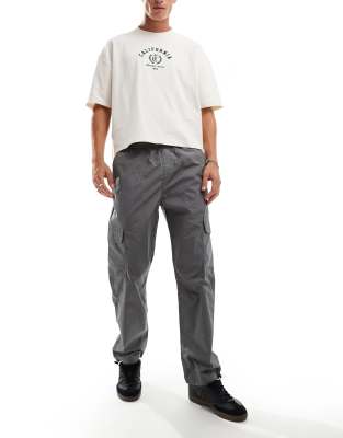 Brave Soul Brave Soul loose fit cargo trousers with ankle drawcord in grey