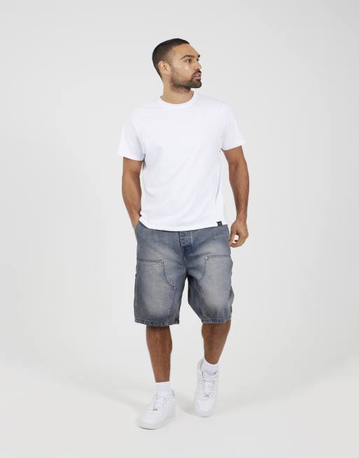 Brave Soul Loose fit carpenter style denim shorts in mid blue, 2 of 3