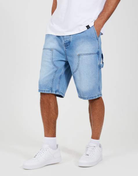 Brave Soul Loose fit denim carpenter shorts in light blue - view 1