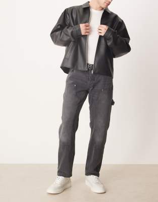 Loose Fit Denim-Jeans im Carpenter-Stil in Grau Grau W50